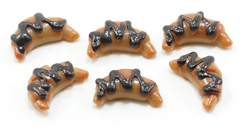 Dollhouse miniature CROISSANTS WITH CHOCOLATE DRIZZLE, 6PC